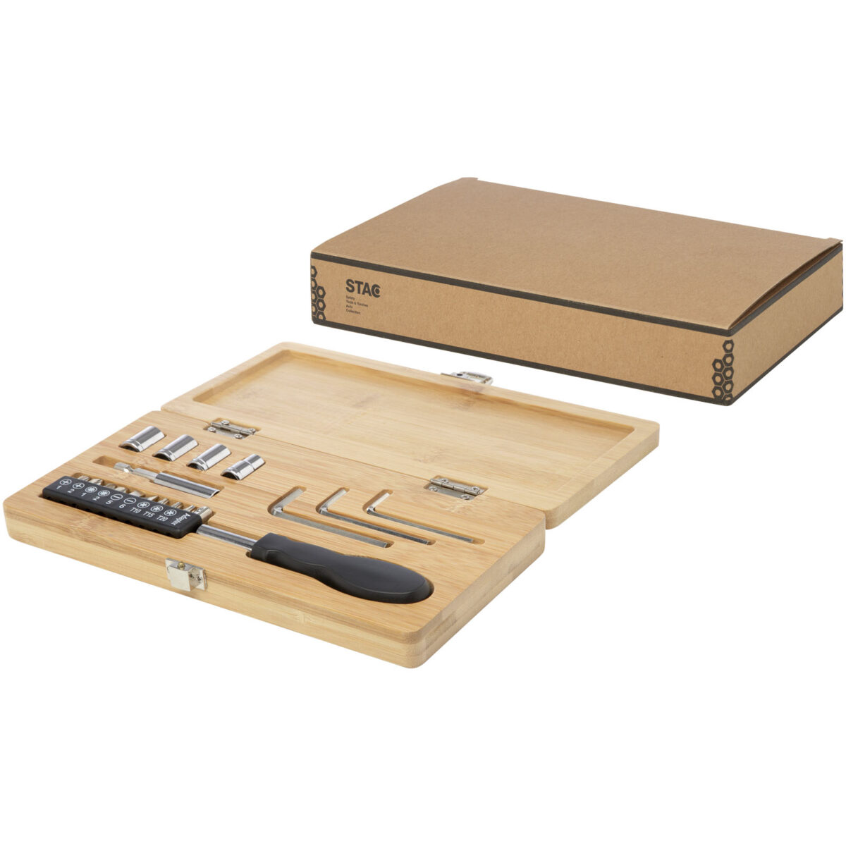Rivet 19-piece bamboo/recycled plastic tool set – Natural extra view
