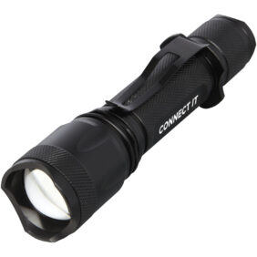 Mears 5W rechargeable tactical flashlight – Solid black with logo