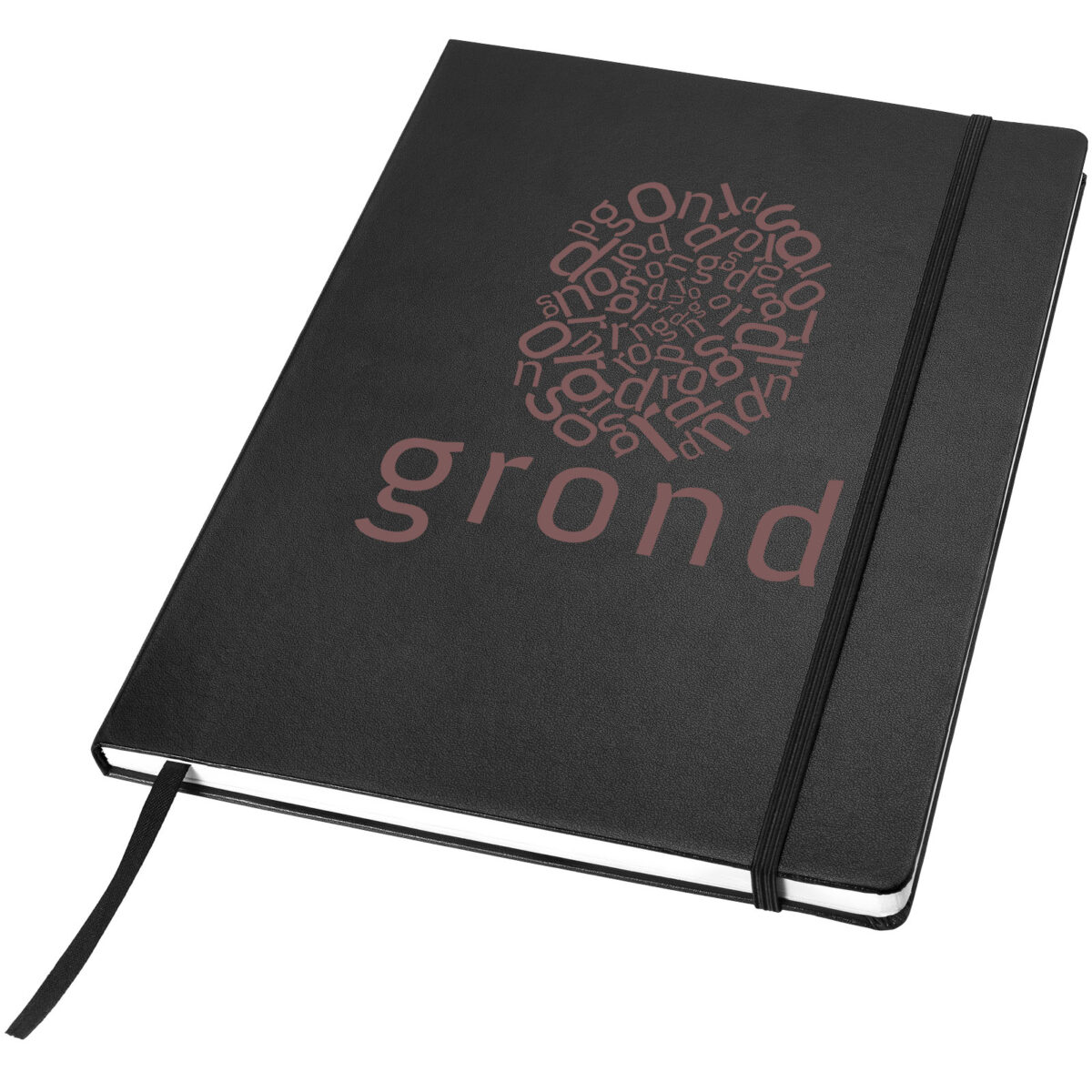 Executive A4 hard cover notebook – Solid black with logo