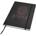 Executive A4 hard cover notebook – Solid black with logo