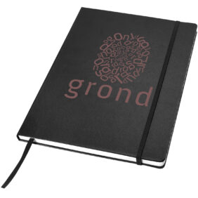 Executive A4 hard cover notebook – Solid black with logo