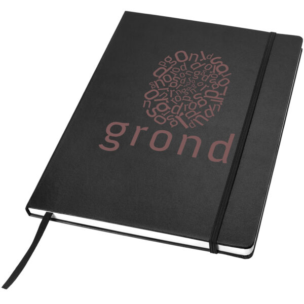 Executive A4 hard cover notebook – Solid black with logo