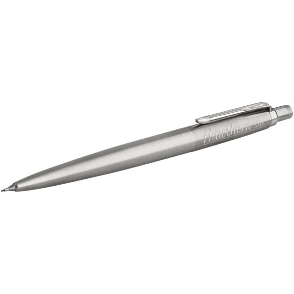 Parker Jotter mechanical pencil with built-in eraser (black ink) – Steel with logo