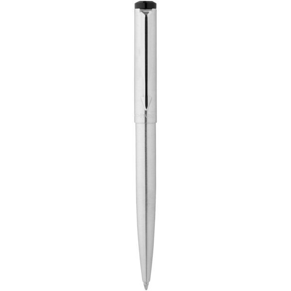 Parker Vector ballpoint pen (blue ink) – Silver front view