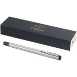 Parker Vector rollerball pen (black ink) – Silver with logo
