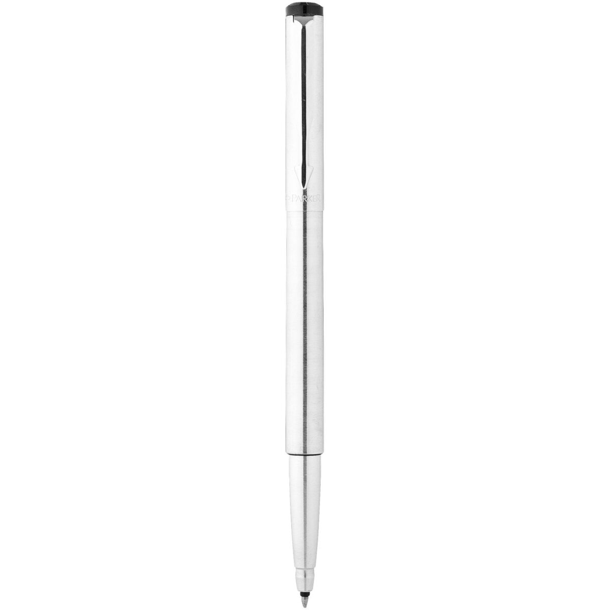 Parker Vector rollerball pen (black ink) – Silver front view