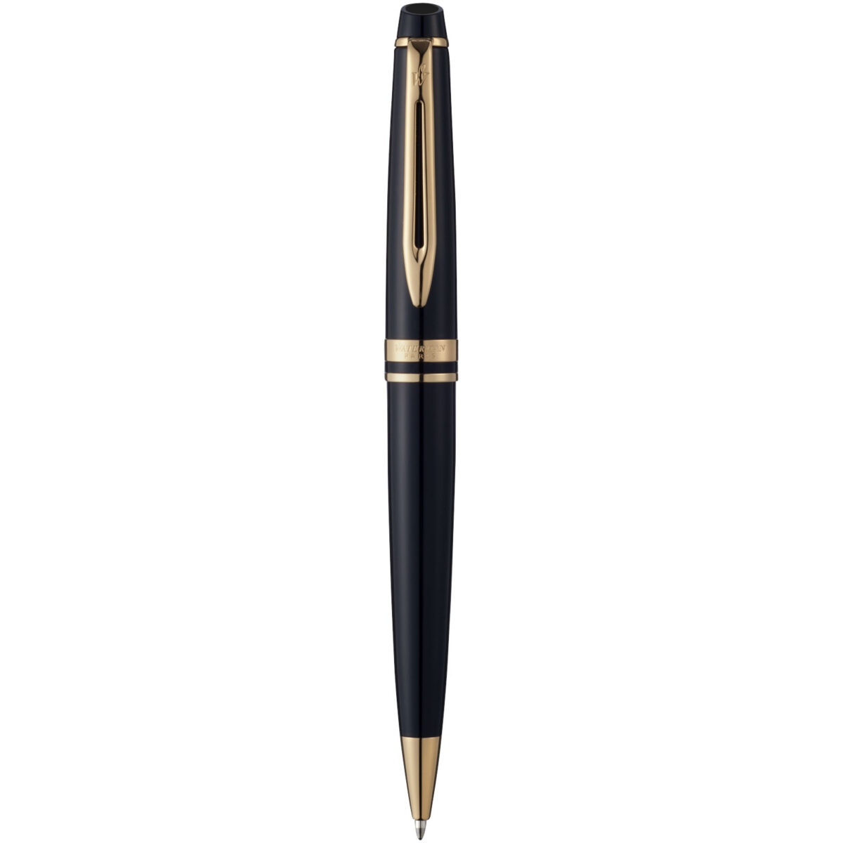 Waterman Expert ballpoint pen (blue ink) – Solid black front view