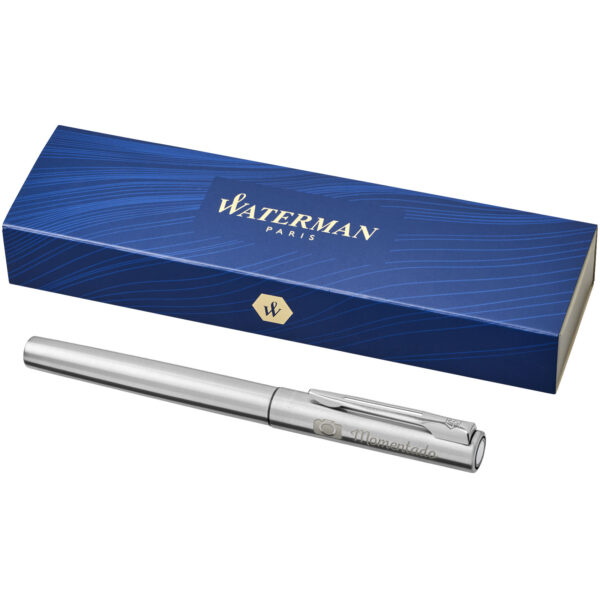 Waterman Graduate fountain pen (blue ink) – Chrome with logo