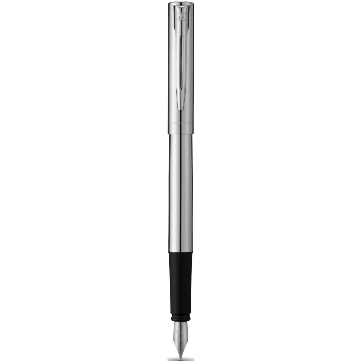 Waterman Graduate fountain pen (blue ink) – Chrome front view