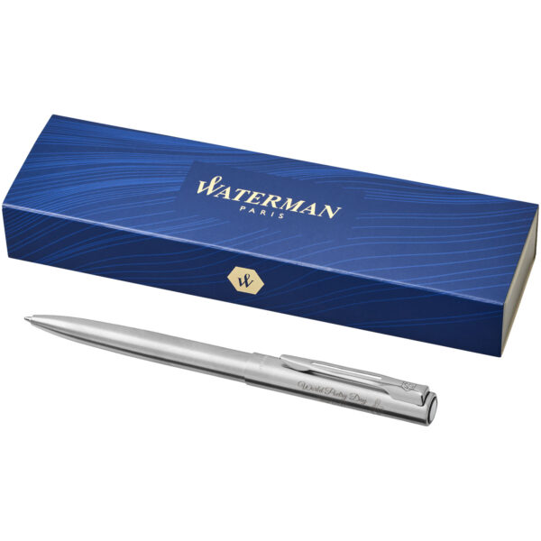 Waterman Graduate ballpoint pen (blue ink) – Chrome with logo