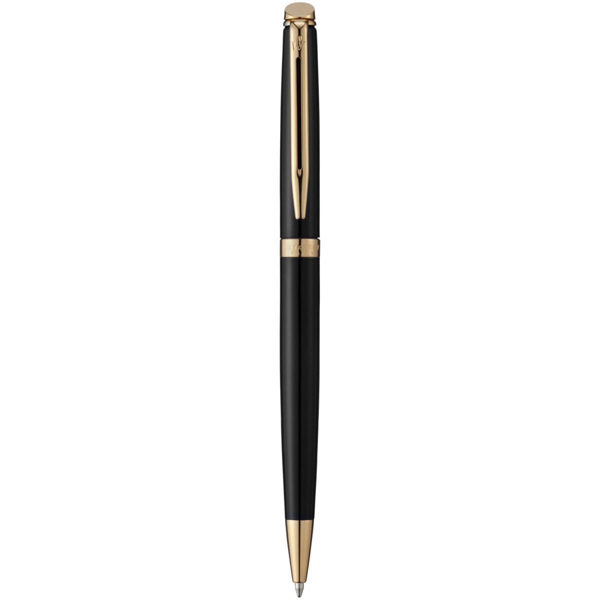 Waterman Hémisphère ballpoint pen (blue ink) – Solid black front view