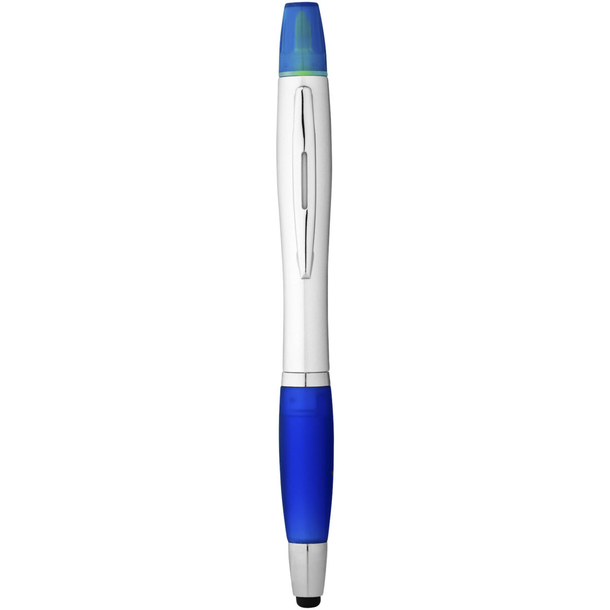 Nash stylus ballpoint pen and highlighter (black ink) – Silver front view
