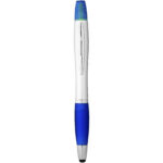 Nash stylus ballpoint pen and highlighter (black ink) – Silver front view