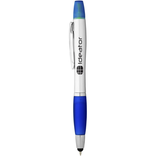 Nash stylus ballpoint pen and highlighter (black ink) – Silver with logo