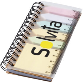 Spinner spiral notebook with coloured sticky notes – Natural with logo