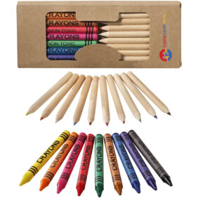 Lucky 19-piece coloured pencil and crayon set – Natural with logo