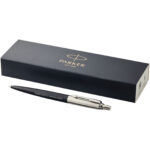 Parker Jotter Bond Street ballpoint pen (blue ink) – Solid black with logo