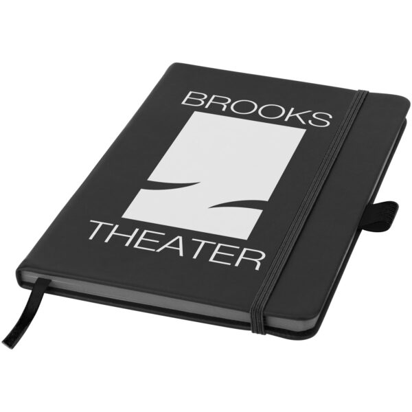 Colour-edge A5 hard cover notebook – Solid black with logo