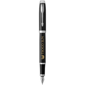 Parker IM fountain pen (blue ink) – Solid black with logo