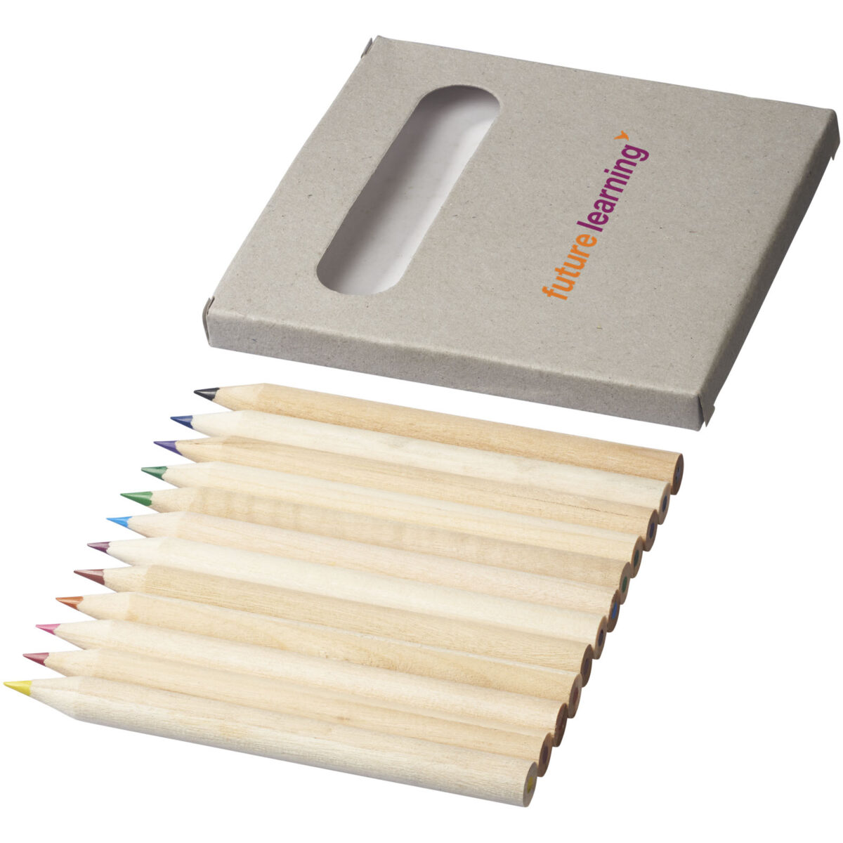 Tallin 12-piece coloured pencil set – Light grey with logo