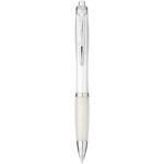 Nash ballpoint pen coloured barrel and grip (blue ink) – Transparent white front view