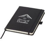 Bound A5 notebook – Solid black with logo