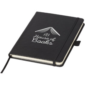 Bound A5 notebook – Solid black with logo