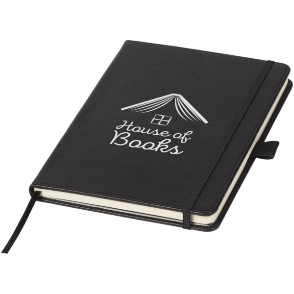 Bound A5 notebook – Solid black with logo