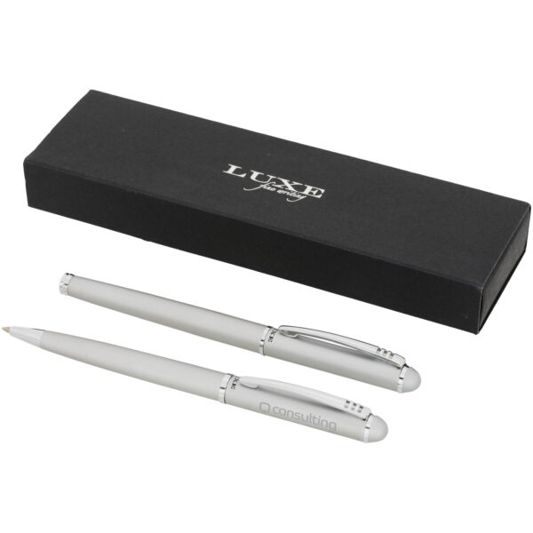 Andante duo pen gift set (black ink) – Silver with logo
