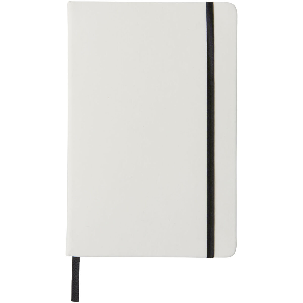 Spectrum A5 white notebook with coloured strap – White front view