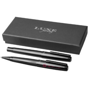 Gloss duo pen gift set (black ink) – Solid black with logo