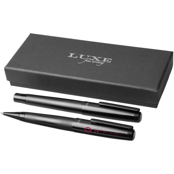 Gloss duo pen gift set (black ink) – Solid black with logo