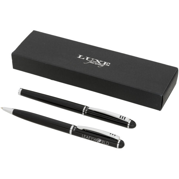 Andante duo pen gift set (black ink) – Solid black with logo