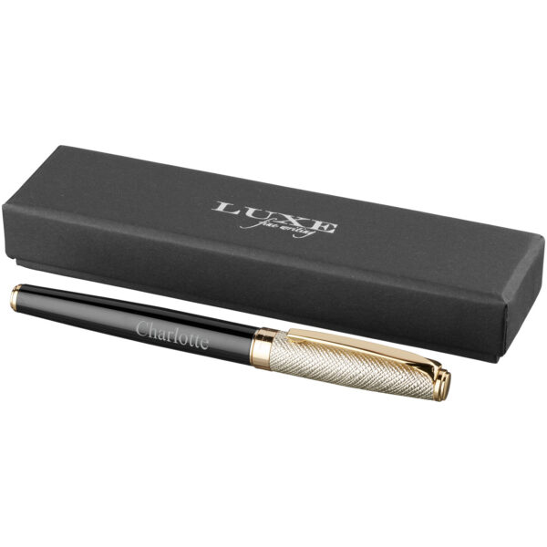 Doré rollerball pen (black ink) – Solid black with logo