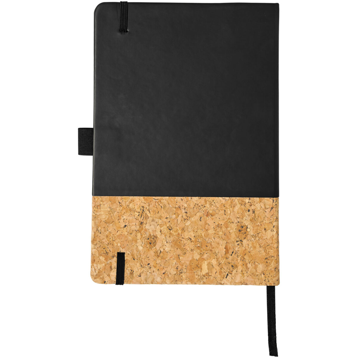 Evora A5 cork thermo PU notebook – Solid black back view