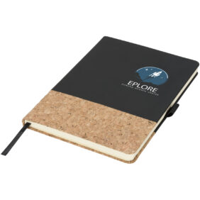 Evora A5 cork thermo PU notebook – Solid black with logo