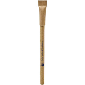 Asilah recycled paper ballpoint pen (blue ink) – Natural with logo