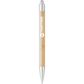 Tiflet recycled paper ballpoint pen (black ink) – Brown with logo