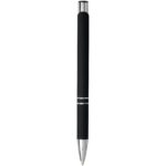 Moneta soft touch ballpoint pen (black ink) – Solid black back view