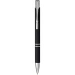 Moneta soft touch ballpoint pen (black ink) – Solid black front view