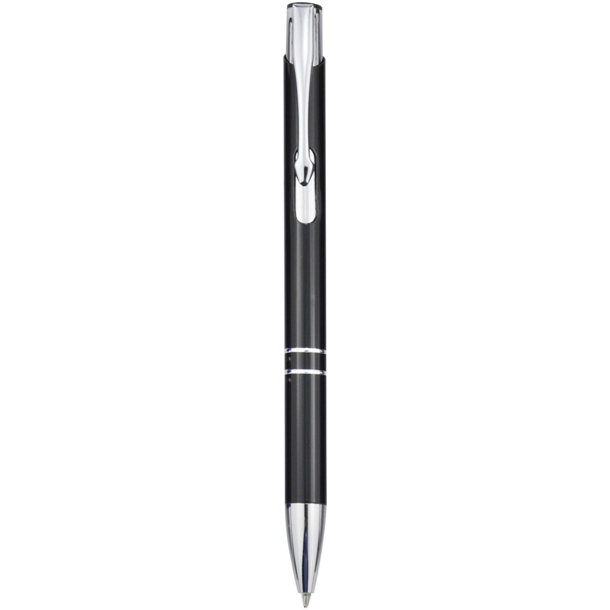 Moneta aluminium click ballpoint pen (black ink) – Solid black front view