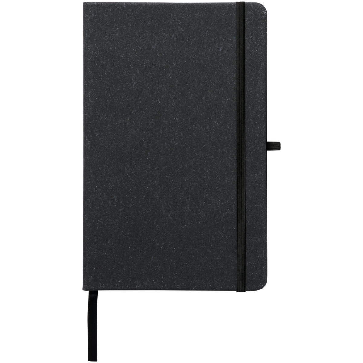 Atlana leather pieces notebook – Solid black front view
