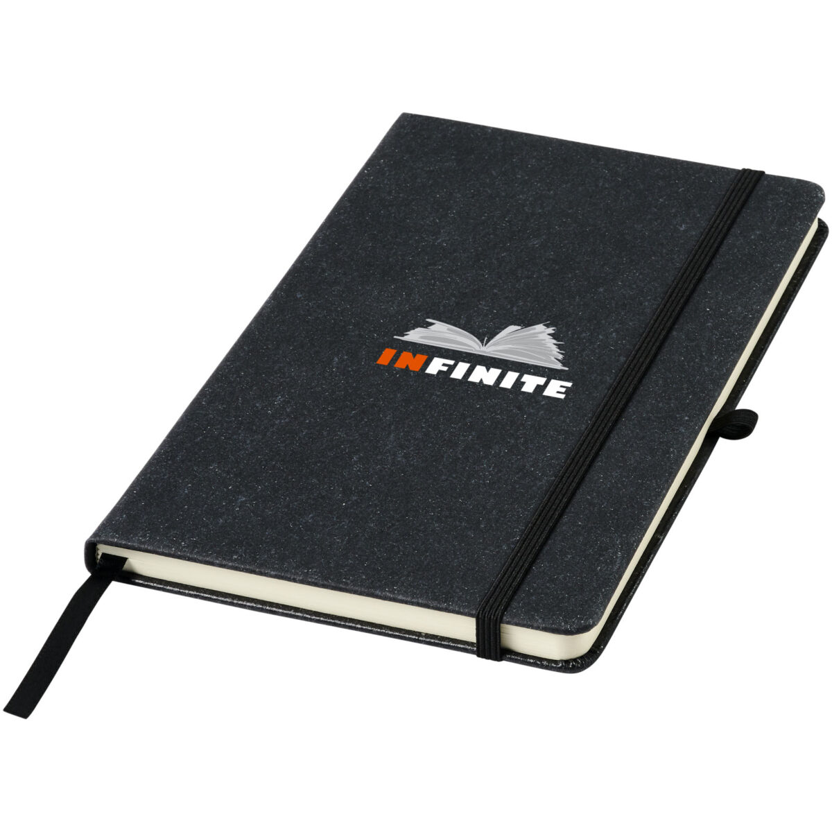 Atlana leather pieces notebook – Solid black with logo