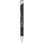 Moneta anodized aluminium click ballpoint pen (black ink) – Solid black with logo