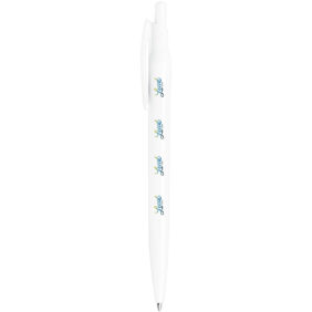 Alessio recycled PET ballpoint pen (black ink) – White with logo