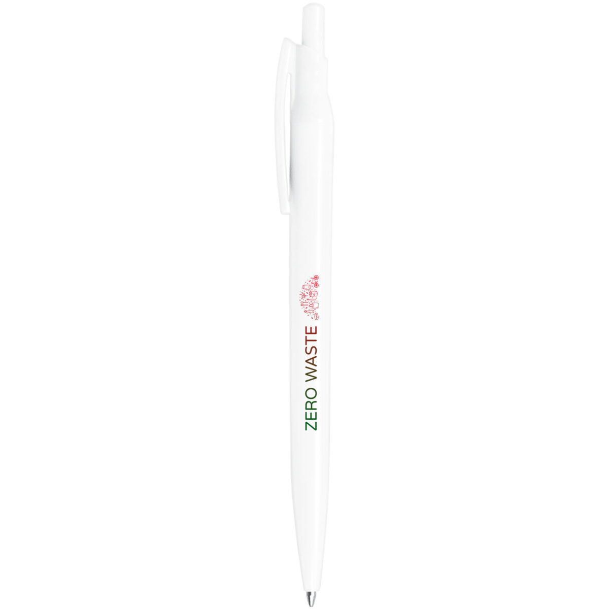 Alessio recycled PET ballpoint pen (blue ink) – White with logo