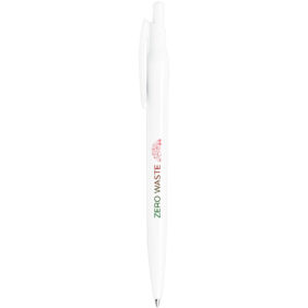 Alessio recycled PET ballpoint pen (blue ink) – White with logo