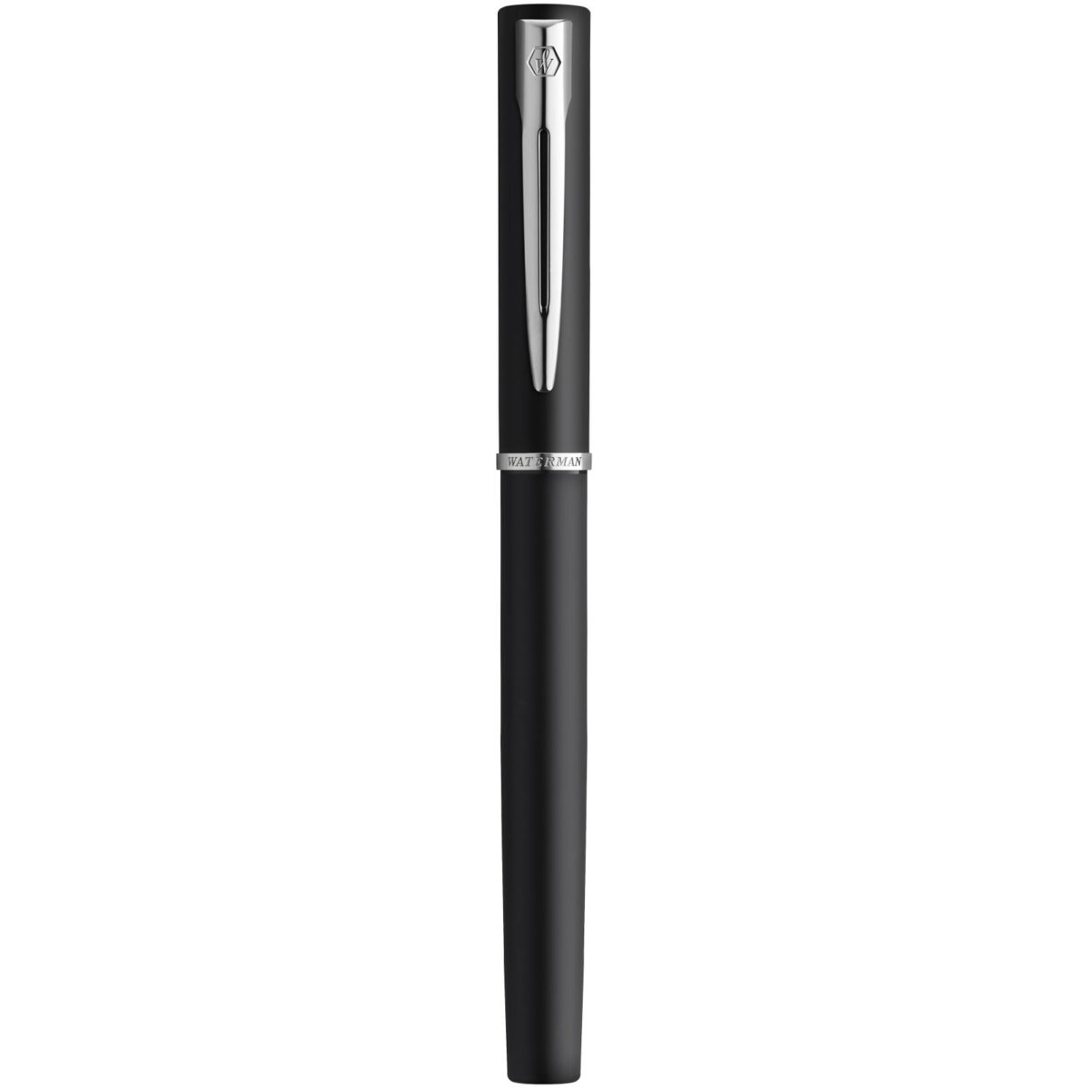 Waterman Allure rollerball pen  (black ink) – Solid black front view