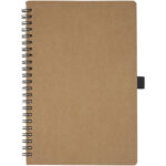 Cobble A5 wire-o recycled cardboard notebook with stone paper – Natural front view