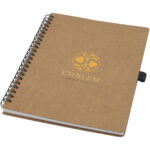Cobble A5 wire-o recycled cardboard notebook with stone paper – Natural with logo